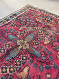 1'11 x 2'9 Antique Floral Berry Malayer Rug #2681 / 2x3 vintage rug - Blue Parakeet Rugs