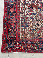 7'4 x 10'8 Antique Ivory Heriz rug #2156 / 7x11 Vintage Rug - Blue Parakeet Rugs
