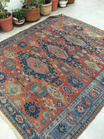 7'9 x 8'7 Antique Soumak Flatweave Rug - Blue Parakeet Rugs