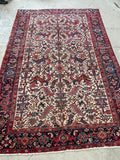 7'4 x 10'8 Antique Ivory Heriz rug #2156 / 7x11 Vintage Rug - Blue Parakeet Rugs