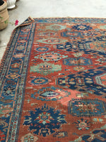 7'9 x 8'7 Antique Soumak Flatweave Rug - Blue Parakeet Rugs