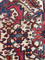 7'4 x 10'8 Antique Ivory Heriz rug #2156 / 7x11 Vintage Rug - Blue Parakeet Rugs