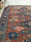 7'9 x 8'7 Antique Soumak Flatweave Rug - Blue Parakeet Rugs
