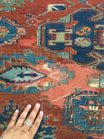 7'9 x 8'7 Antique Soumak Flatweave Rug - Blue Parakeet Rugs