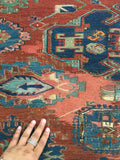 7'9 x 8'7 Antique Soumak Flatweave Rug - Blue Parakeet Rugs