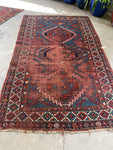 4'6 x 7'6 Antique Worn Kazak Rug #2686 / 5x8 Kazak - Blue Parakeet Rugs