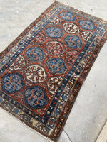 3'4 x 5'7 Antique tribal wool rug #1913 / 3x6 Vintage rug - Blue Parakeet Rugs