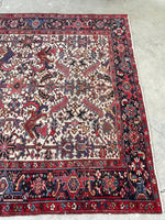 7'4 x 10'8 Antique Ivory Heriz rug #2156 / 7x11 Vintage Rug - Blue Parakeet Rugs