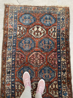 3'4 x 5'7 Antique tribal wool rug #1913 / 3x6 Vintage rug - Blue Parakeet Rugs