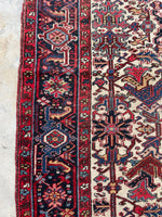7'4 x 10'8 Antique Ivory Heriz rug #2156 / 7x11 Vintage Rug - Blue Parakeet Rugs
