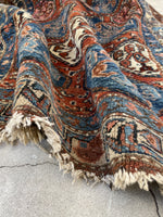 3'4 x 5'7 Antique tribal wool rug #1913 / 3x6 Vintage rug - Blue Parakeet Rugs