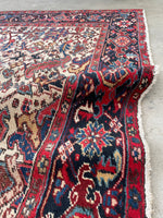 7'4 x 10'8 Antique Ivory Heriz rug #2156 / 7x11 Vintage Rug - Blue Parakeet Rugs