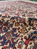 7'4 x 10'8 Antique Ivory Heriz rug #2156 / 7x11 Vintage Rug - Blue Parakeet Rugs
