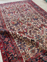 7'4 x 10'8 Antique Ivory Heriz rug #2156 / 7x11 Vintage Rug - Blue Parakeet Rugs