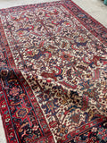 7'4 x 10'8 Antique Ivory Heriz rug #2156 / 7x11 Vintage Rug - Blue Parakeet Rugs