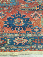 7'9 x 8'7 Antique Soumak Flatweave Rug - Blue Parakeet Rugs