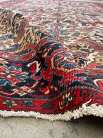7'4 x 10'8 Antique Ivory Heriz rug #2156 / 7x11 Vintage Rug - Blue Parakeet Rugs