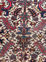 7'4 x 10'8 Antique Ivory Heriz rug #2156 / 7x11 Vintage Rug - Blue Parakeet Rugs