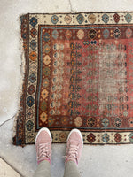 2'11 x 10'2 Antique worn & skinny wool runner #1982 / 3x10 Vintage runner - Blue Parakeet Rugs
