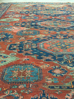7'9 x 8'7 Antique Soumak Flatweave Rug - Blue Parakeet Rugs
