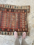 2'11 x 10'2 Antique worn & skinny wool runner #1982 / 3x10 Vintage runner - Blue Parakeet Rugs