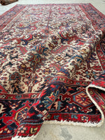 7'4 x 10'8 Antique Ivory Heriz rug #2156 / 7x11 Vintage Rug - Blue Parakeet Rugs