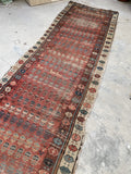 2'11 x 10'2 Antique worn & skinny wool runner #1982 / 3x10 Vintage runner - Blue Parakeet Rugs