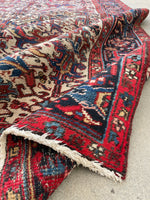 7'4 x 10'8 Antique Ivory Heriz rug #2156 / 7x11 Vintage Rug - Blue Parakeet Rugs