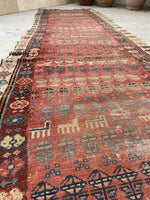 2'11 x 10'2 Antique worn & skinny wool runner #1982 / 3x10 Vintage runner - Blue Parakeet Rugs