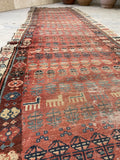 2'11 x 10'2 Antique worn & skinny wool runner #1982 / 3x10 Vintage runner - Blue Parakeet Rugs