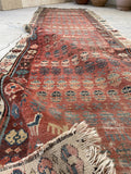2'11 x 10'2 Antique worn & skinny wool runner #1982 / 3x10 Vintage runner - Blue Parakeet Rugs