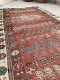2'11 x 10'2 Antique worn & skinny wool runner #1982 / 3x10 Vintage runner - Blue Parakeet Rugs