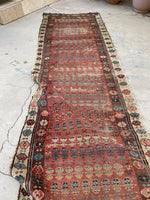 2'11 x 10'2 Antique worn & skinny wool runner #1982 / 3x10 Vintage runner - Blue Parakeet Rugs
