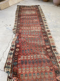 2'11 x 10'2 Antique worn & skinny wool runner #1982 / 3x10 Vintage runner - Blue Parakeet Rugs