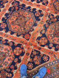 9'5 x 13'1 Antique Soumak Flat weave Rug - Blue Parakeet Rugs
