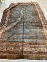 6'9 x 10'7 Vintage plush & blue rug #1977ML / 7x11 Vintage rug - Blue Parakeet Rugs