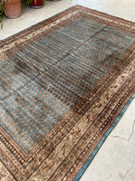 6'9 x 10'7 Vintage plush & blue rug #1977ML / 7x11 Vintage rug - Blue Parakeet Rugs