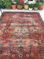 7'9 x 10'9 Love worn antique Persian Mahal Rug (#790) - Blue Parakeet Rugs