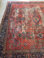 7'9 x 10'9 Love worn antique Persian Mahal Rug (#790) - Blue Parakeet Rugs