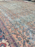 8'7 x 12'2 love worn antique Persian Mahal Rug (#624) - Blue Parakeet Rugs
