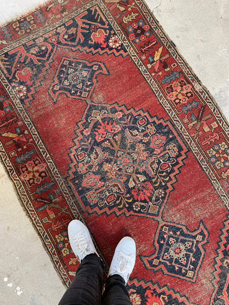 3'5 x 6'3 Antique Persian Kurdish Rug #2682 - Blue Parakeet Rugs