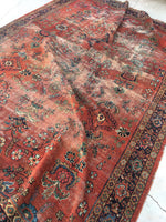 7'9 x 10'9 Love worn antique Persian Mahal Rug (#790) - Blue Parakeet Rugs