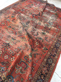 7'9 x 10'9 Love worn antique Persian Mahal Rug (#790) - Blue Parakeet Rugs