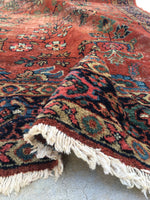 7'9 x 10'9 Love worn antique Persian Mahal Rug (#790) - Blue Parakeet Rugs