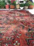 7'9 x 10'9 Love worn antique Persian Mahal Rug (#790) - Blue Parakeet Rugs