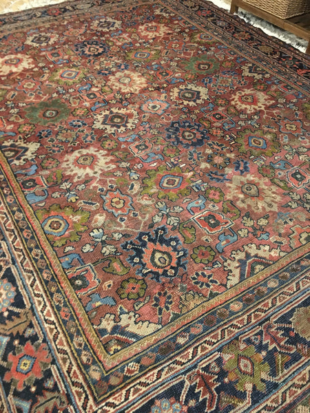 9' x 11'8 Antique Persian Mahal Rug - Blue Parakeet Rugs