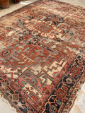 9’8 X 12’6 Battered n Bruised Persian Heriz Serapi Rug #1809 / Large Vintage Rug / 10x13 Vintage Rug - Blue Parakeet Rugs