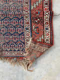 3'1 x 11'9 Love Worn Antique Persian Runner #2587 - Blue Parakeet Rugs