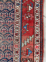 3'1 x 11'9 Love Worn Antique Persian Runner #2587 - Blue Parakeet Rugs