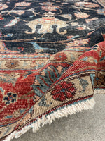 9'2 x 12'5 Antique charcoal ground Tabriz rug #2176ML / 9x13 Vintage Rug - Blue Parakeet Rugs